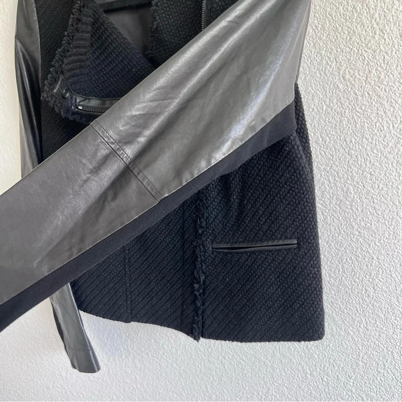 Vince Boucle Scuba Moto Wool Genuine Lamb Leather Jacket - Picture 6 of 11